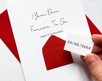 Carte personnalisée 1er anniversaire, 1 an plus tard, Un an, premier anniversaire, Carte de mari, Petit ami, Pour femme, Petite amie, Cadeau papier