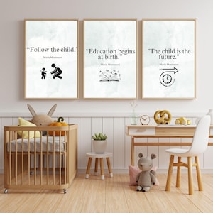 Inspirierende Montessori Zitate Bundle für Ihren Homeschool Space, 3-teiliges Montessori Digital Decor, Spielzimmer Wandkunst, Geschenk für Lehrer