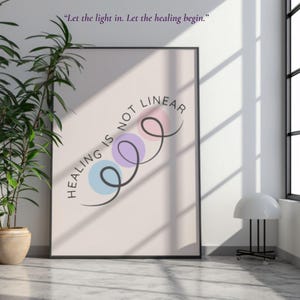 Healing Is Not Linear Wall Art, Mental Health Printable Poster, Therapy Room Decor, Motivational Self-Care Quote Print, Digital Download