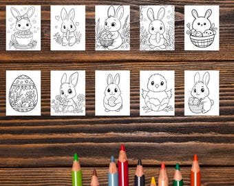Pagine da colorare di Pasqua facili per bambini (digitali) / 20 fogli stampabili / Disegni di coniglietti, pulcini e uova / Divertente regalo di Pasqua per bambini / Download digitale