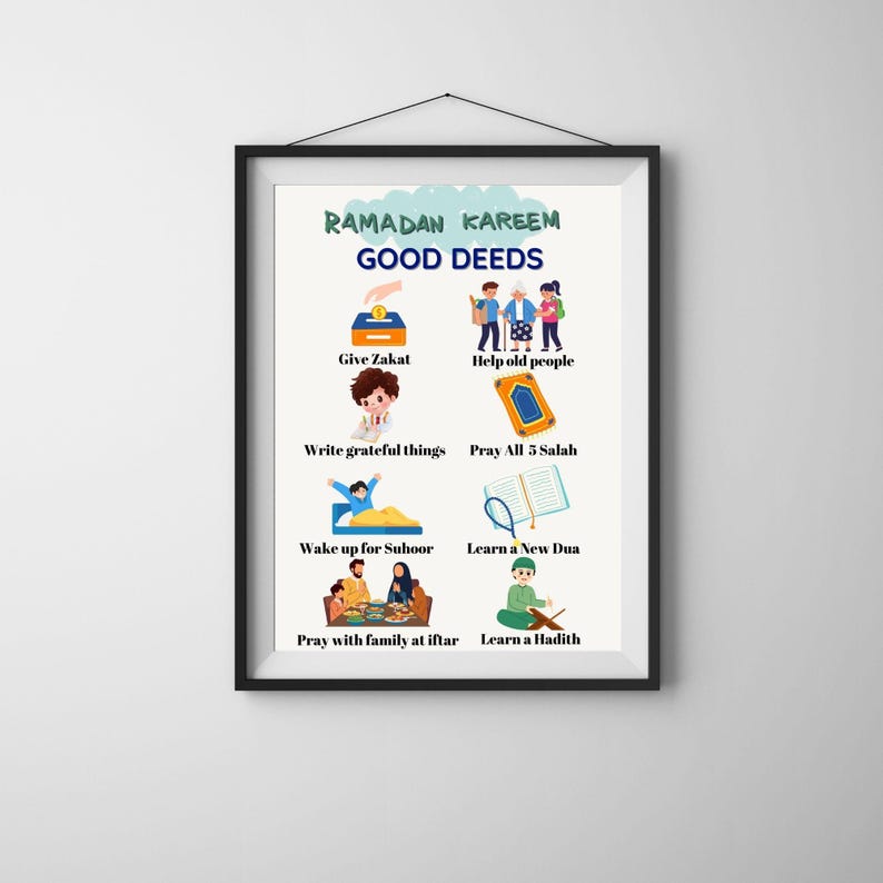 Ramadan Good Deeds Poster for Kids – A4 Printable Islamic Wall Art ...
