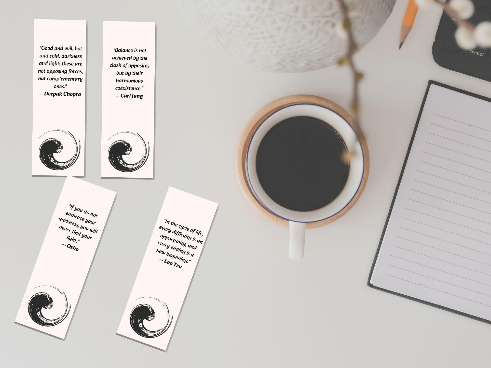 Printable Yin Yang Bookmarks (10 Pack) | Quotes on Balance & Duality ...