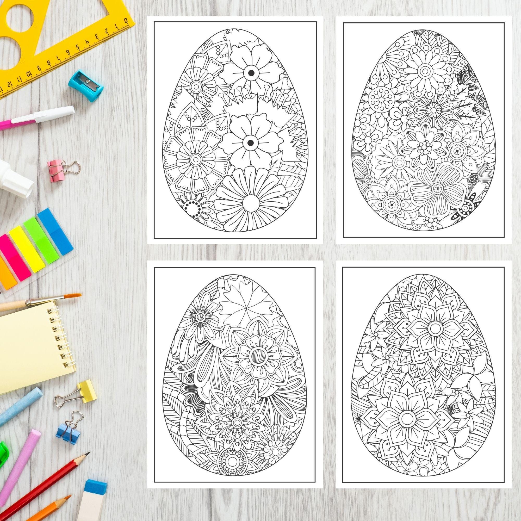20 Mandala da colorare per adulti in formato PDF, Uova di Pasqua da colorare stampabili, Disegni antistress da scaricare subito per adulti, Uova stampabili