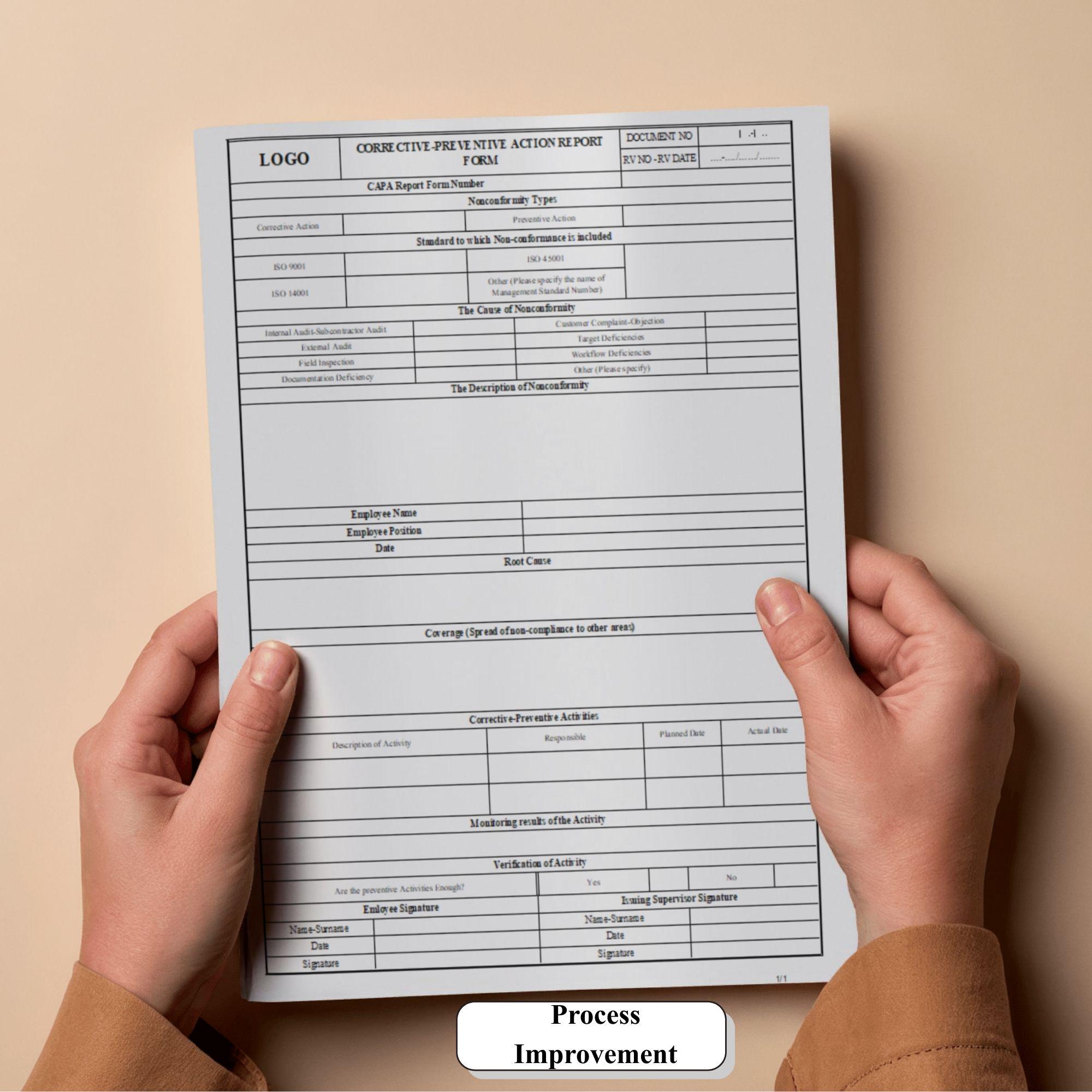 Corrective Action Form Iso 9001