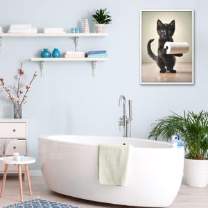 Funny Black Cat Bathroom Art | Toilet Paper Wall Decor | Cat Lover Printable | Digital Bathroom Humor | Instant Download Bathroom Sign