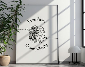 Minimalist Brain Line Art Print: Therapy Office Decor (Digital Download
