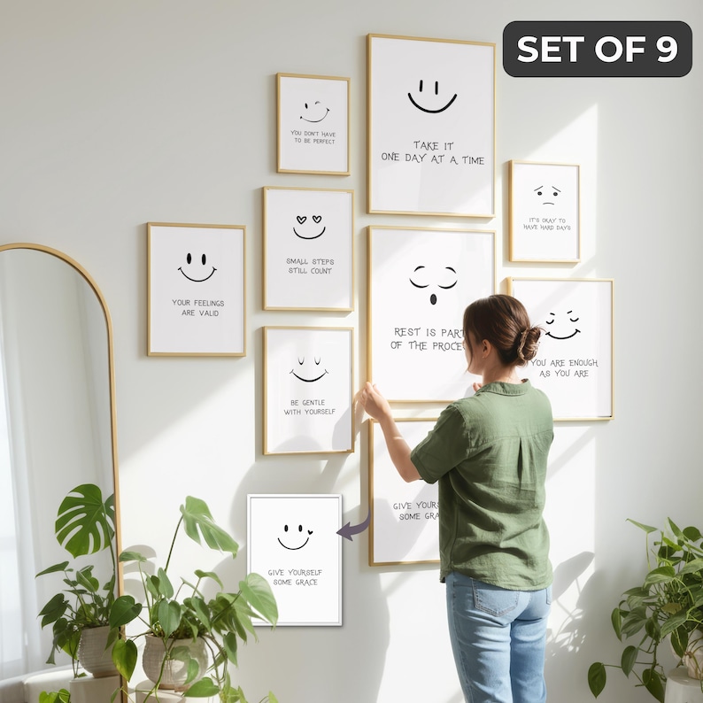 Mental Health Wall Art Set of 9 | Therapy Office Decor | Gentle ...