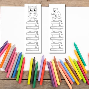 Printable Coloring Bookmarks for Kids – 12 Cute Animal Bookmarks to Color | DIY Reading Tracker | Digital Download PDF