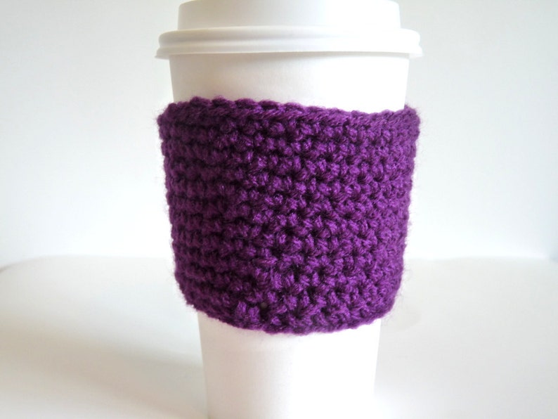 Crochet Coffee Cup Sleeve Coffee Cozy Tea Cozy in Purple Etsy