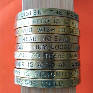 custom affirmation bangle, made to order in your choice of metal, stamping and size image 6