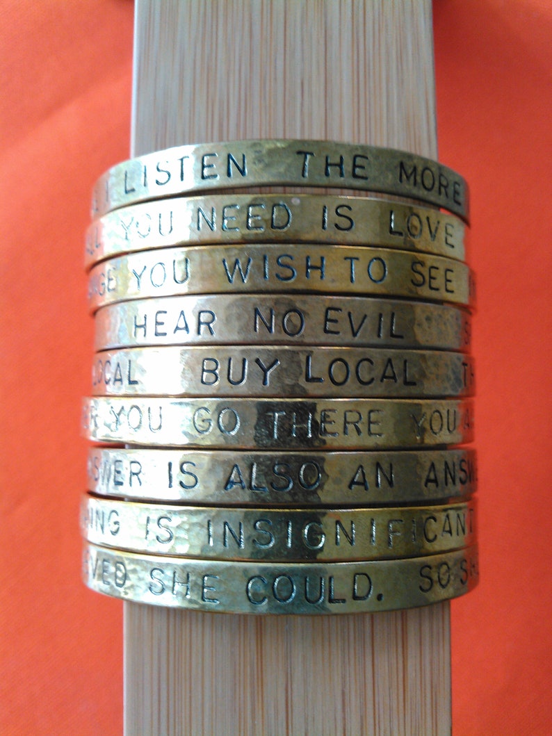 custom affirmation bangle, made to order in your choice of metal, stamping and size image 6