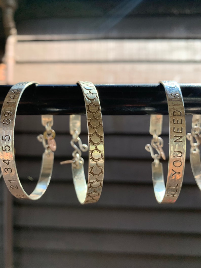 custom affirmation bangle, made to order in your choice of metal, stamping and size image 4