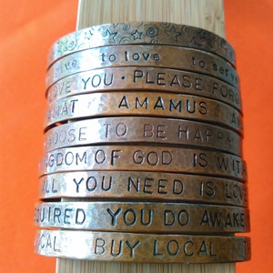 custom affirmation bangle, made to order in your choice of metal, stamping and size image 5