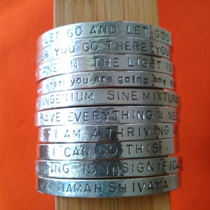 custom affirmation bangle, made to order in your choice of metal, stamping and size image 7