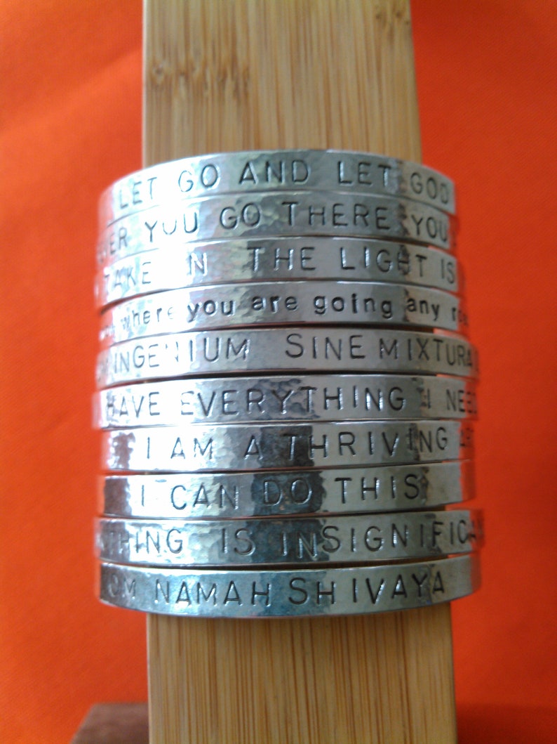 custom affirmation bangle, made to order in your choice of metal, stamping and size image 7