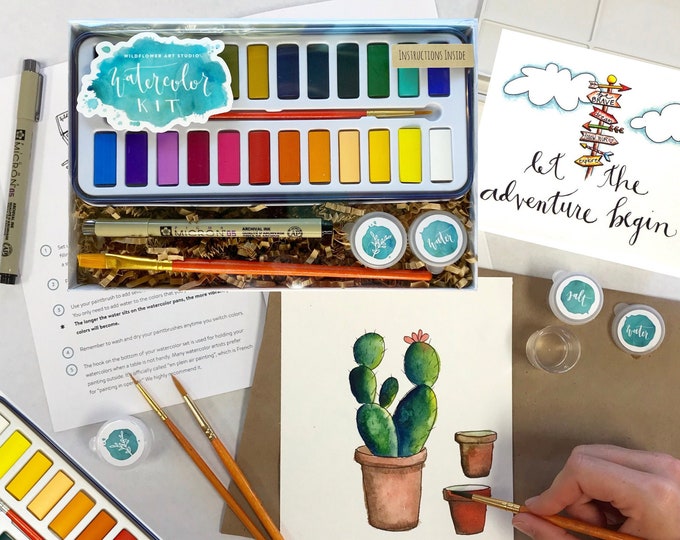 DIY Watercolor Kit for Beginners- Premium Watercolor Painting Kit • Craft Kit for Adults • Art Gift Box • Art Kit for Adults, Kit for Kids
