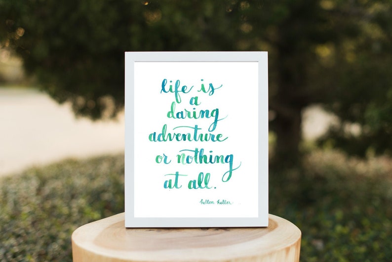 Life is a Daring Adventure Art Print by Wildflower Art Studio Watercolor Lettering Art image 1