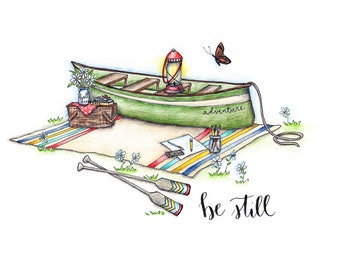 Be Still - Canoe Art Print by Wildflower Art Studio