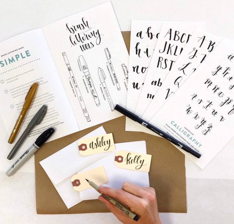DIY Brush Calligraphy Kit - Beginner Hand Lettering Set • Quality ...