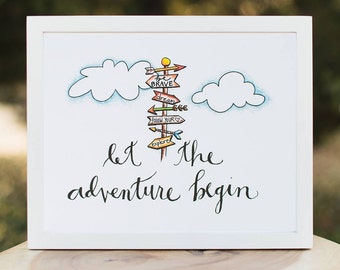 Art Print - Let the Adventure Begin // Arrow signpost