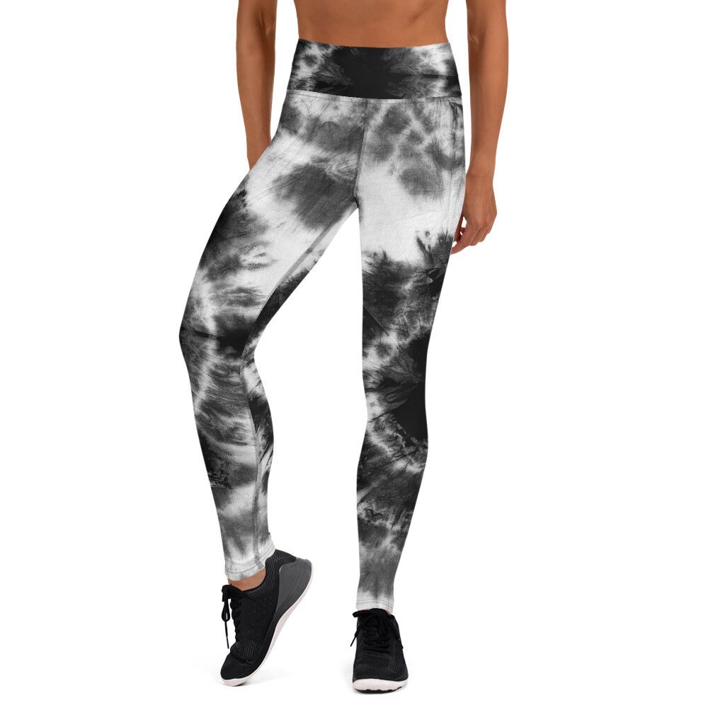 Black and White Tie Dye Yoga Leggings 