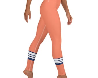 Paddleboard SUP Swim Leggings - Surf Leggings, Paddle board Clothing, Swim Legging, UPF 50 - Coral/Navy swim pants