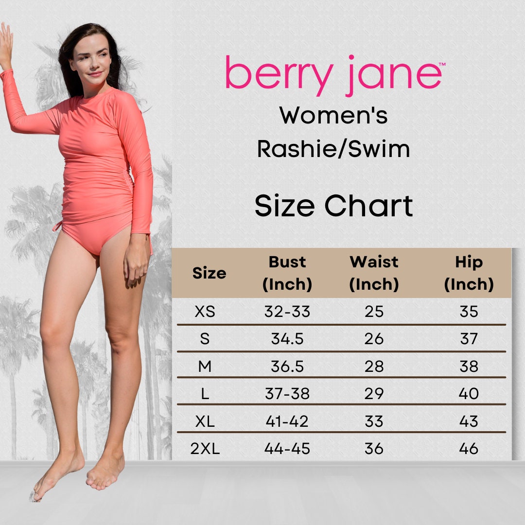 Women's UPF 50 Long Sleeve Rash Guard Swimsuits - Berry Jane