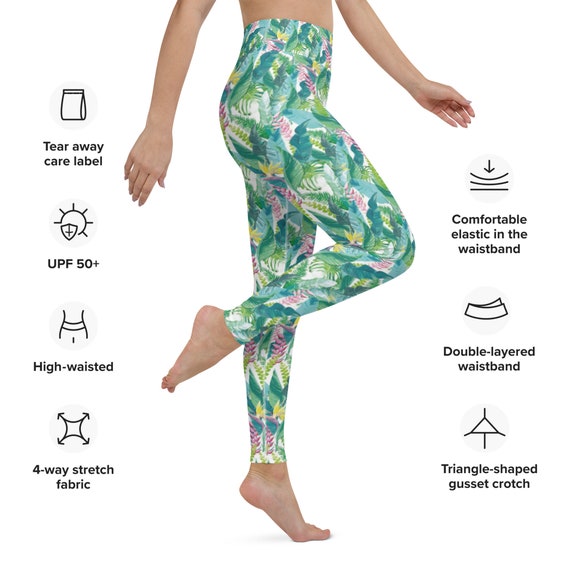 Women's Swim Leggings UPF 50 'hawaiian Tropical Leaf' Print Swim