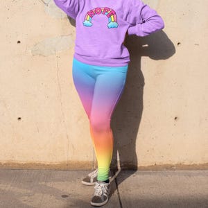 Women&#39;s Plus Size Pastel Rainbow Unicorn Kawaii Leggings 2X-6X