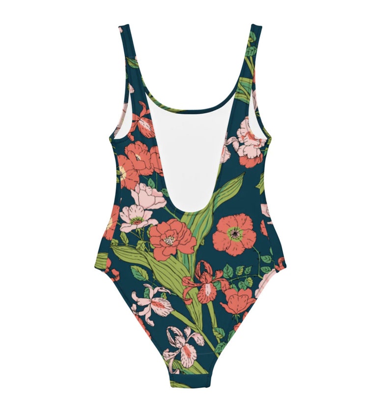 His and Hers Matching Couples Swimsuit Set, One Piece Suit Mens Swim Trunks, Floral Print
