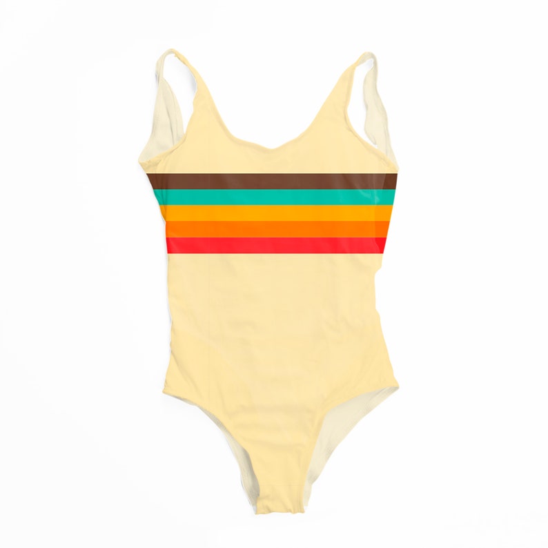 Vintage 70s Style Stripe One-piece Swimsuit - Etsy