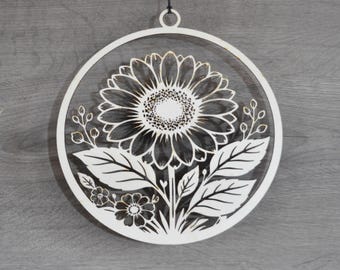 Wooden window decoration for spring, hanging window wreath, wooden window decoration/door wreath, spring decoration sunflower, flower, wooden wall decoration