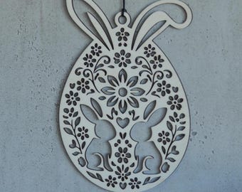 Wooden Easter decoration 250 mm, modern spring decoration for hanging, round window decoration, wall decoration, door decoration, door wreath, window wreath, gift