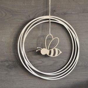 Holz Loop zum Selbstgestalten mit optionaler Biene oder Schmetterling, DIY Deko Ring aus Holz, Fensterdeko, Wanddeko, Türkranz
