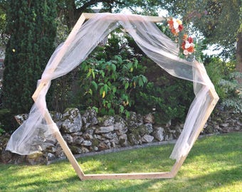 Hexagonal wedding arch made of solid wood - wedding arch - wedding decoration - wedding arch hexagon - trellis, including wooden feet