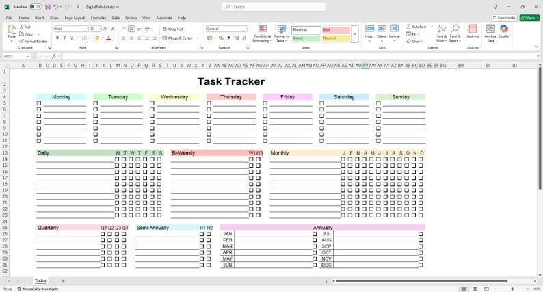 Excel Planner Template | Daily, Weekly & Monthly Planner | Productivity ...