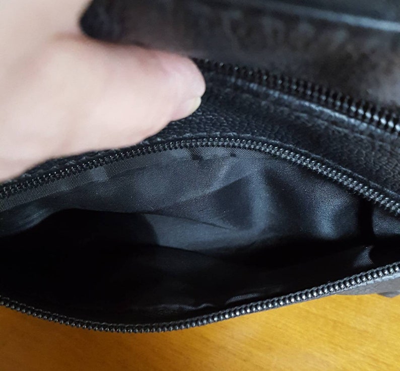 448 Vintage Soft Black Leather Belt Slide on Side Pouch