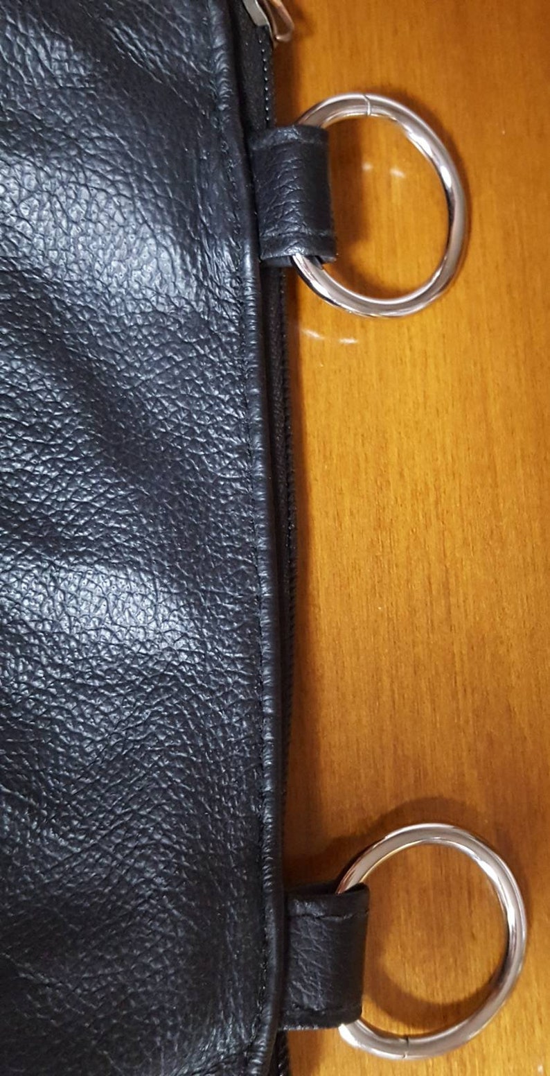 448 Vintage Soft Black Leather Belt Slide on Side Pouch