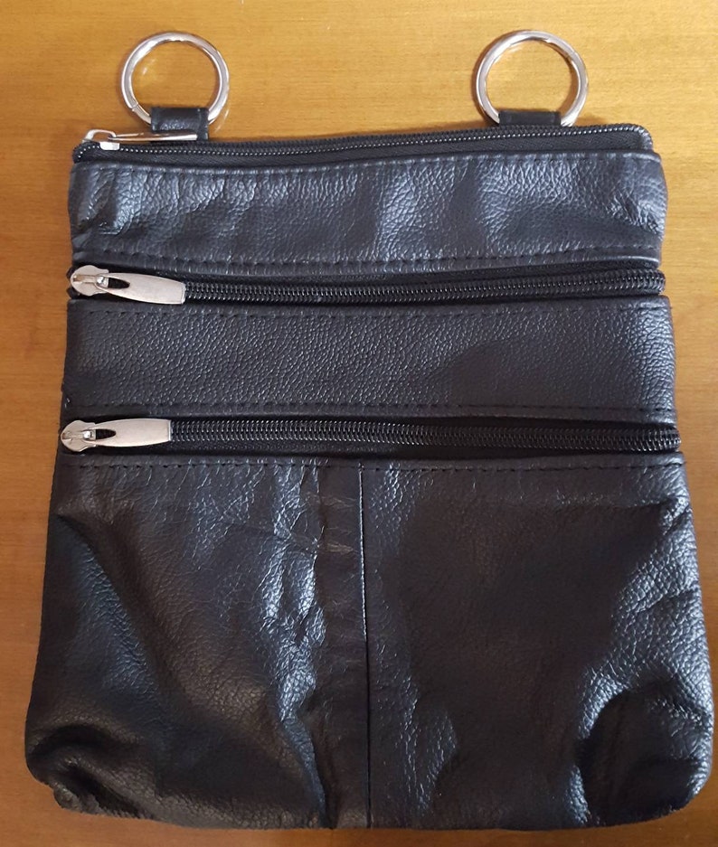 448 Vintage Soft Black Leather Belt Slide on Side Pouch
