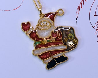 Christmas Santa Resin Pendant Necklace