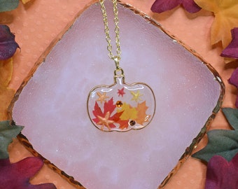 Pumpkin Autumn Leaf Resin Pendant