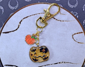Frilly Bat Pumpkin Keychain