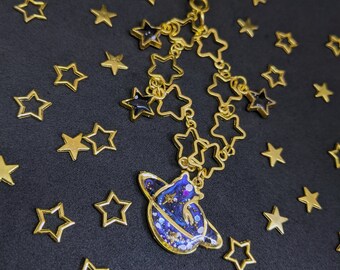 Celestial Kitty Planet Star Keychain