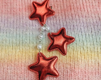 NOWY 2-drożny miękki metaliczny czerwony klips gwiazdkowy