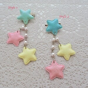 2-Way Multi Color Pastel Star Clips Blue Stars Choose your combo image 2