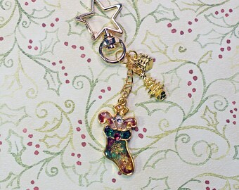 Christmas Stocking Swarovski Resin Keychain