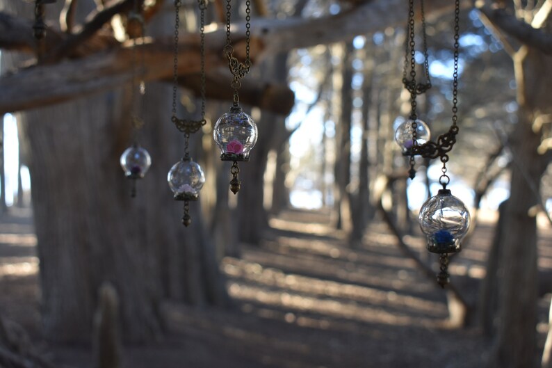 Medium Purple Globe Terrarium Rose Necklace