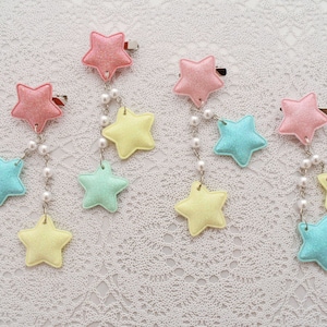 2-Way Multi Color Pastel Star Clips Pink Stars Choose your combo image 1