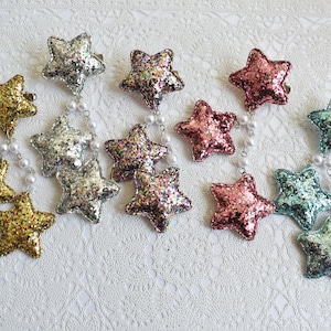 2-Way Large Super Glitter Metallic Star Clips Choose your color image 1