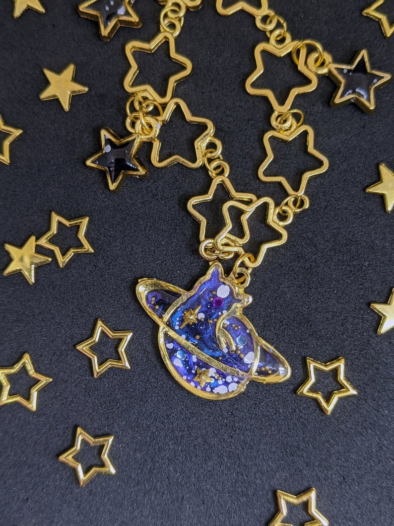 Celestial Kitty Planet Star Keychain image 3